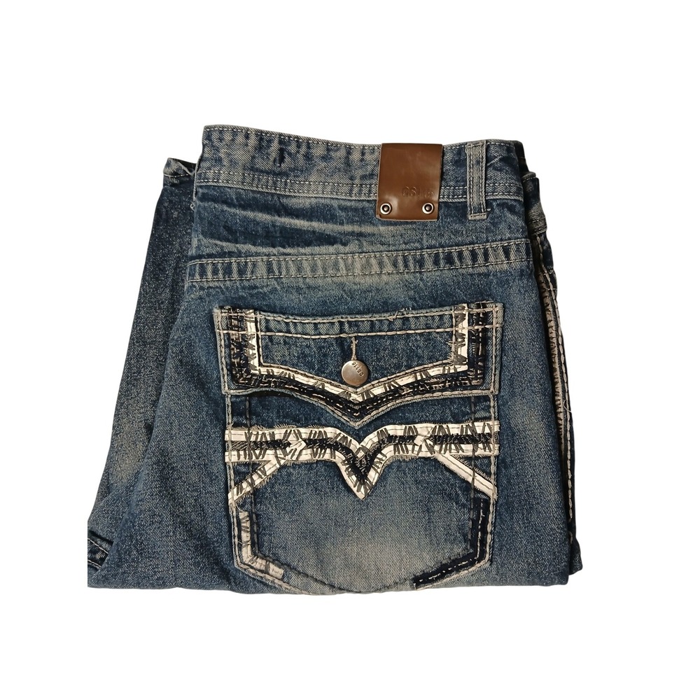 Gramercy GS115 Mens Slim Fit Distressed Embroidered Denim Shorts Blue VTG Sz 38 - Picture 9 of 10